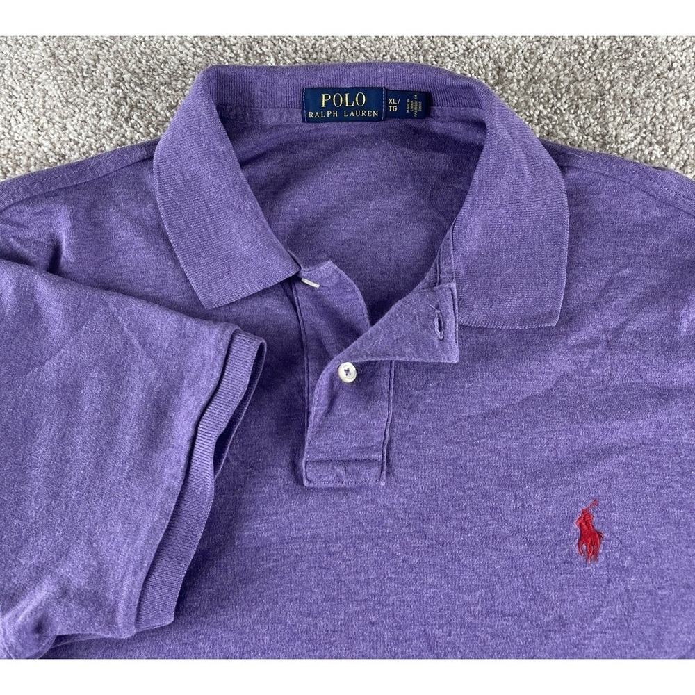 Polo Ralph Lauren Solid Purple Soft Cotton Polo Shirt Red Pony Mens XL Preppy - Picture 1 of 8